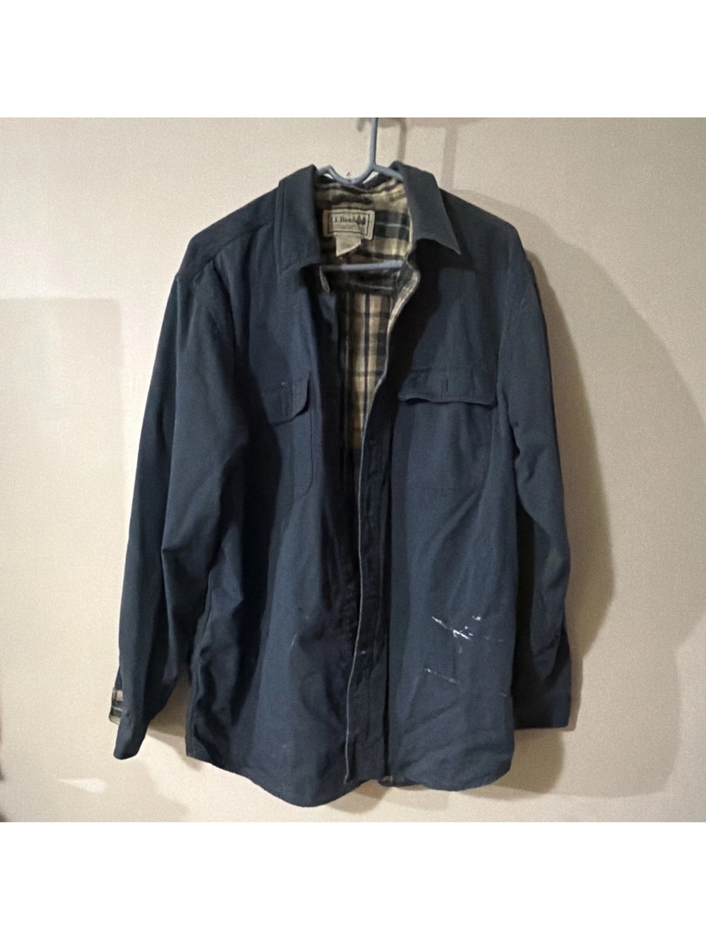 Vintage L.L.Bean Men’s Barn Coat Jacket Blue Lined Button Pockets Size L Regular